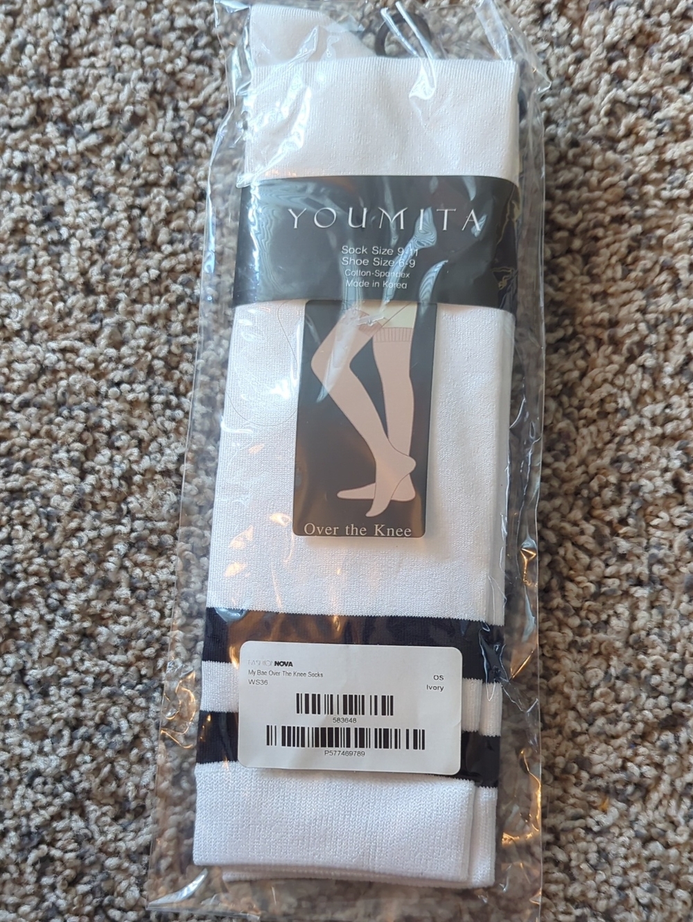 Youmita White Over-the-Knee Athletic Socks